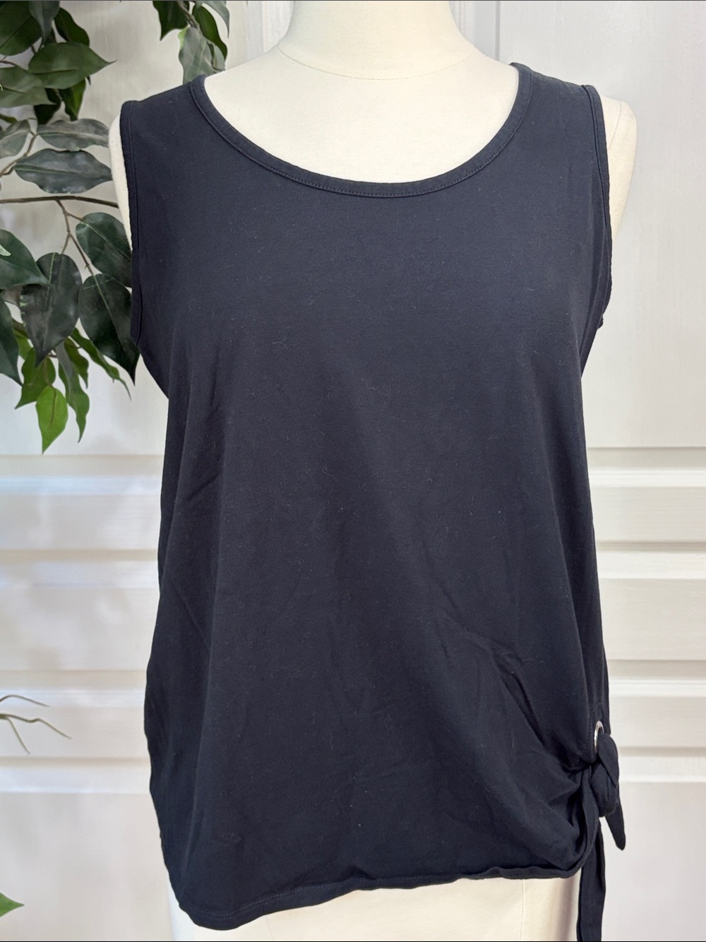 👚Belle by Kim Gravel TripleLuxe Knit Grommet Tank Top ~ Black